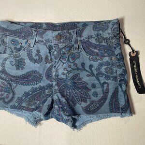 Citizens of Humanity Manic Cheeky Short Corduroy Paisley Frayed Size 26 NWT